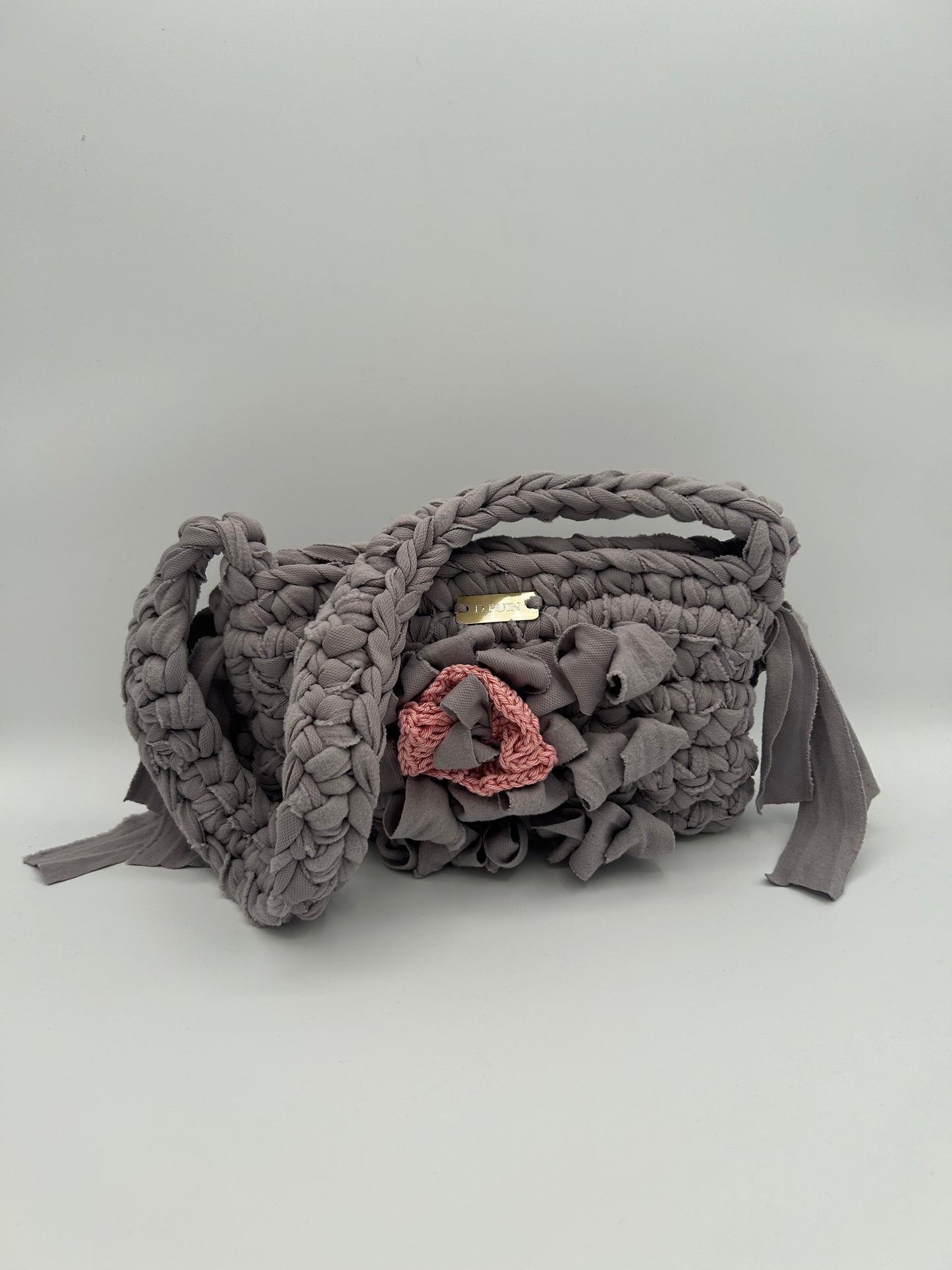 D.PUIN Handmade Crochet Bag – Rosy Petal Grey
