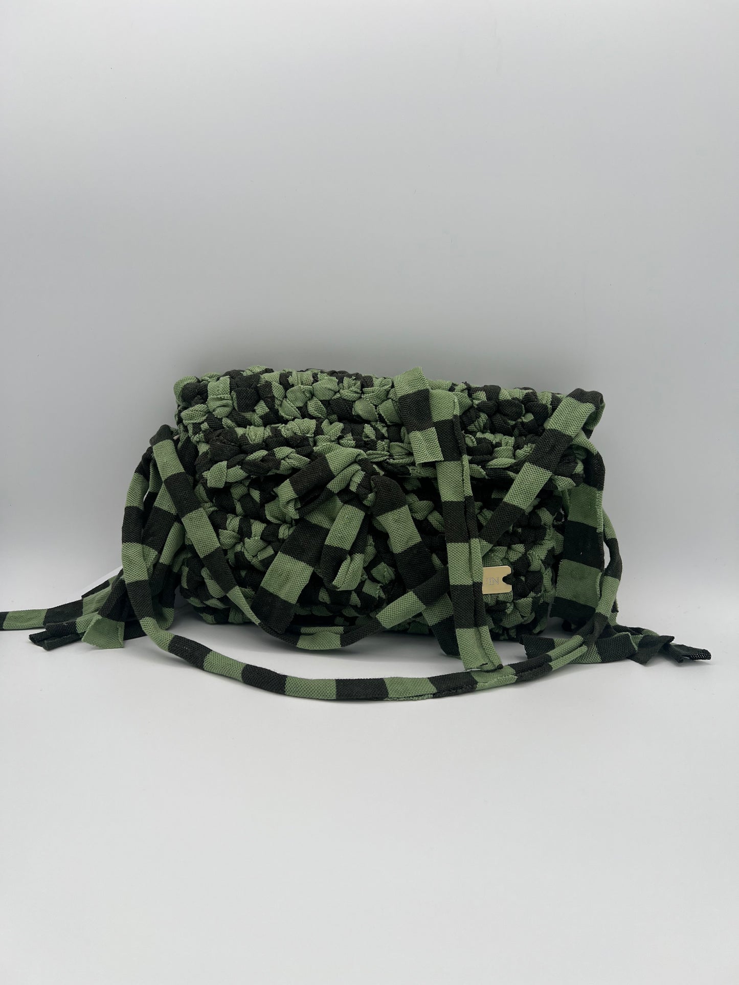 D.PUIN Handmade Crochet Bag – Green Stripe Mix