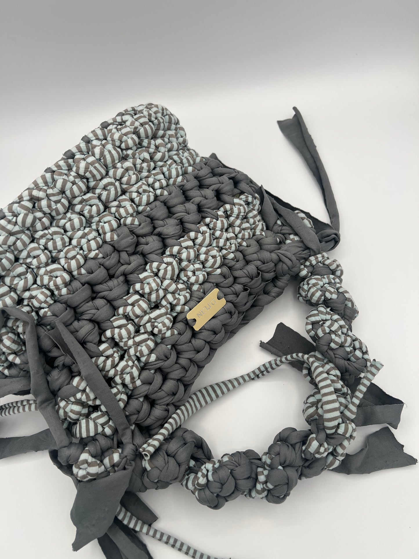 D.PUIN Handmade Crochet Bag – Grey Striped Top