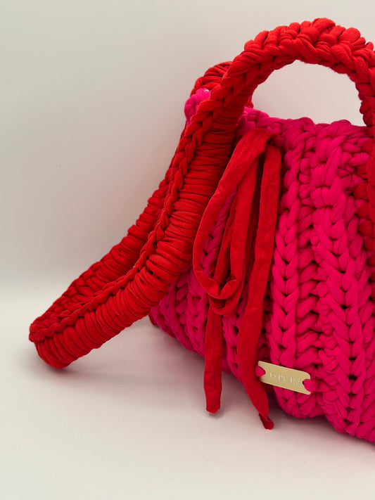 D.PUIN Handmade Crochet Bag – Fuchsia & Red