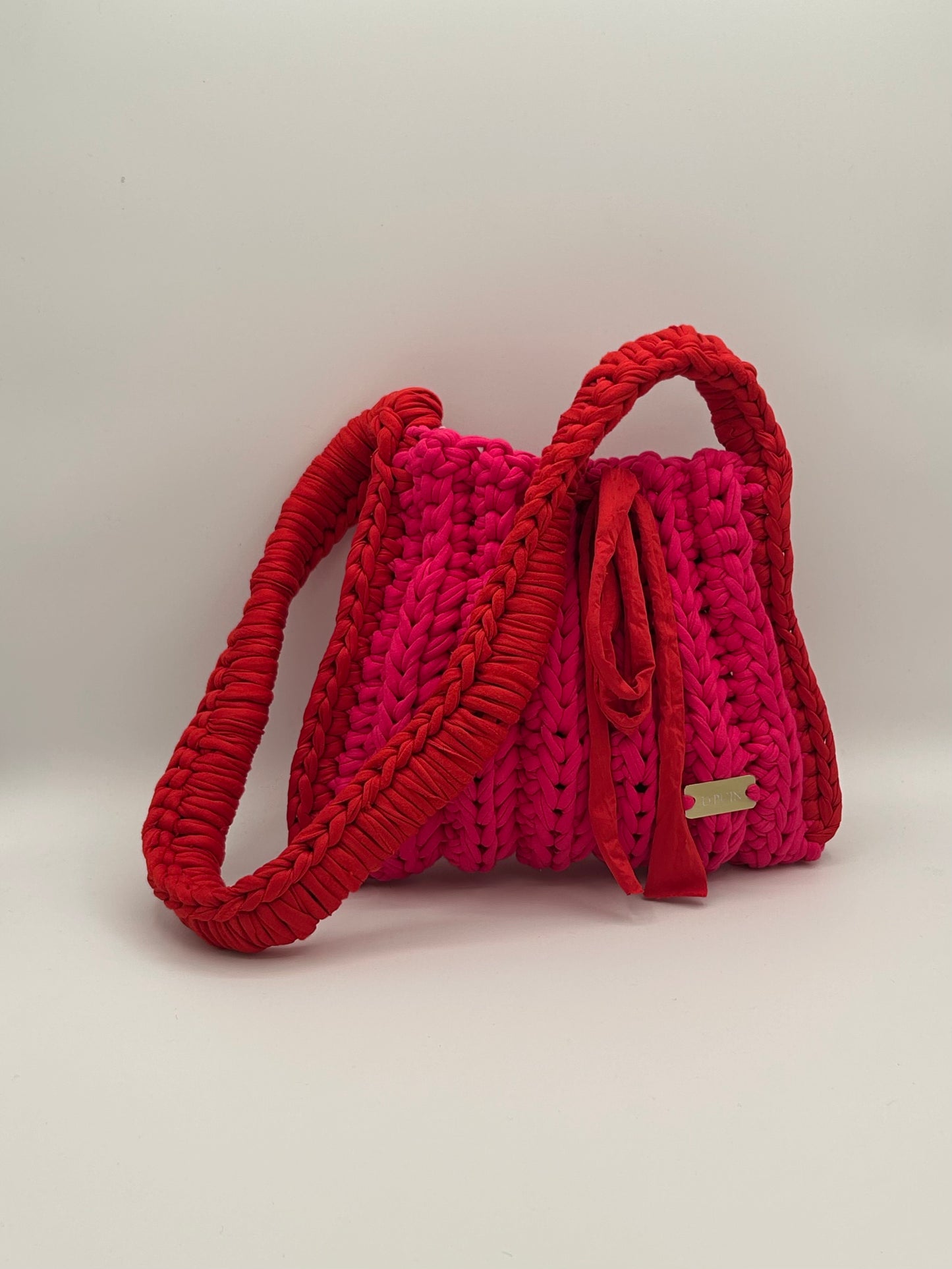 D.PUIN Handmade Crochet Bag – Fuchsia & Red