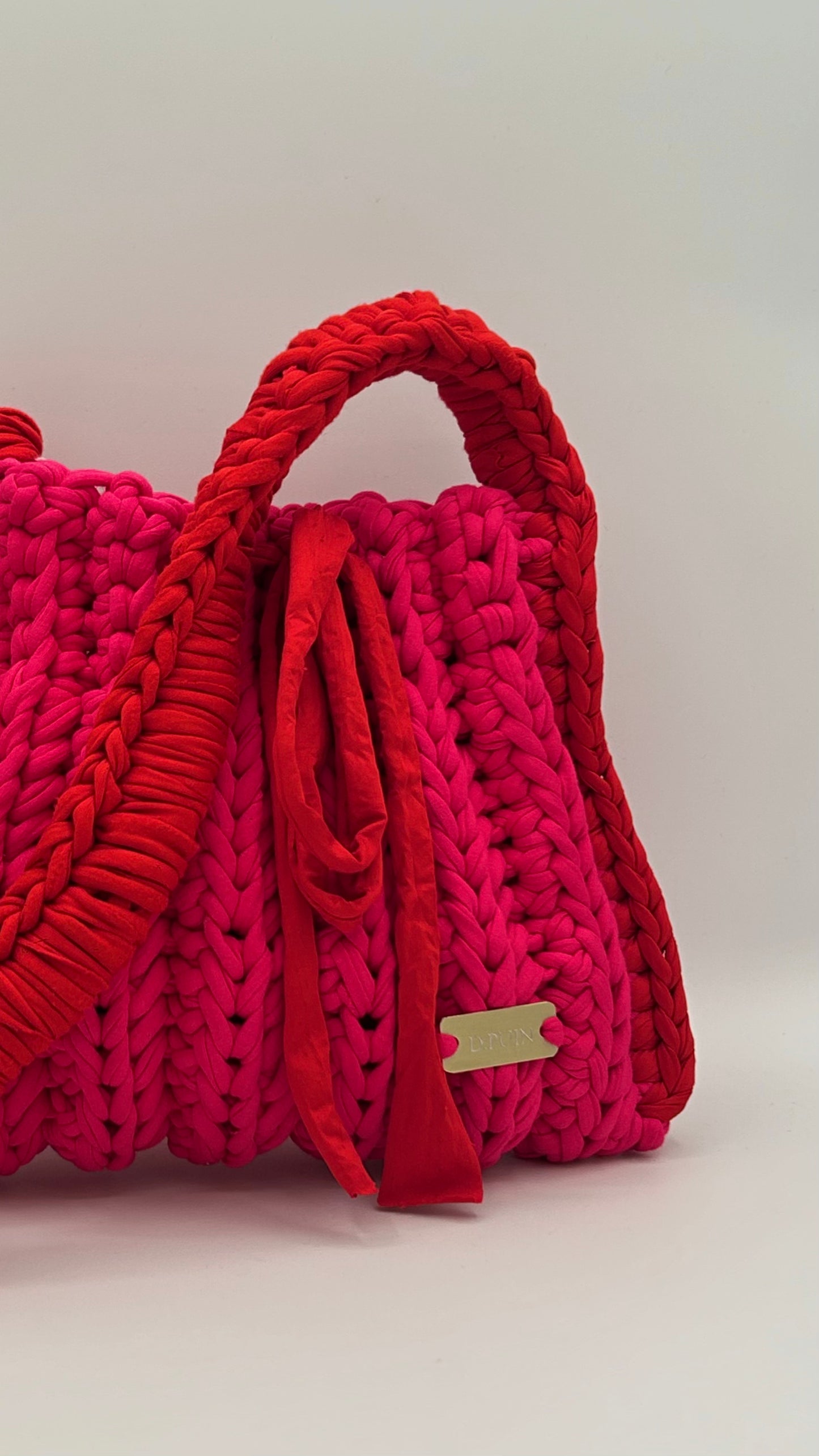 D.PUIN Handmade Crochet Bag – Fuchsia & Red