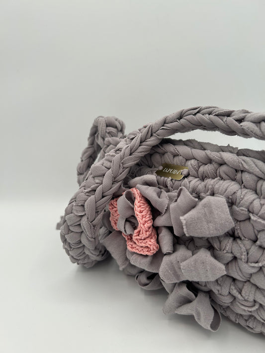 D.PUIN Handmade Crochet Bag – Rosy Petal Grey
