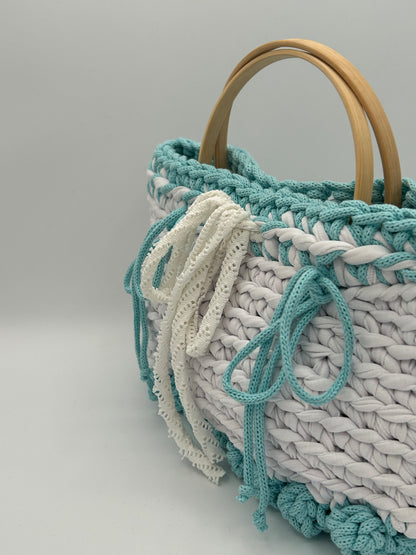 D.PUIN Handmade Crochet Bag – Mint & Cloud Tote