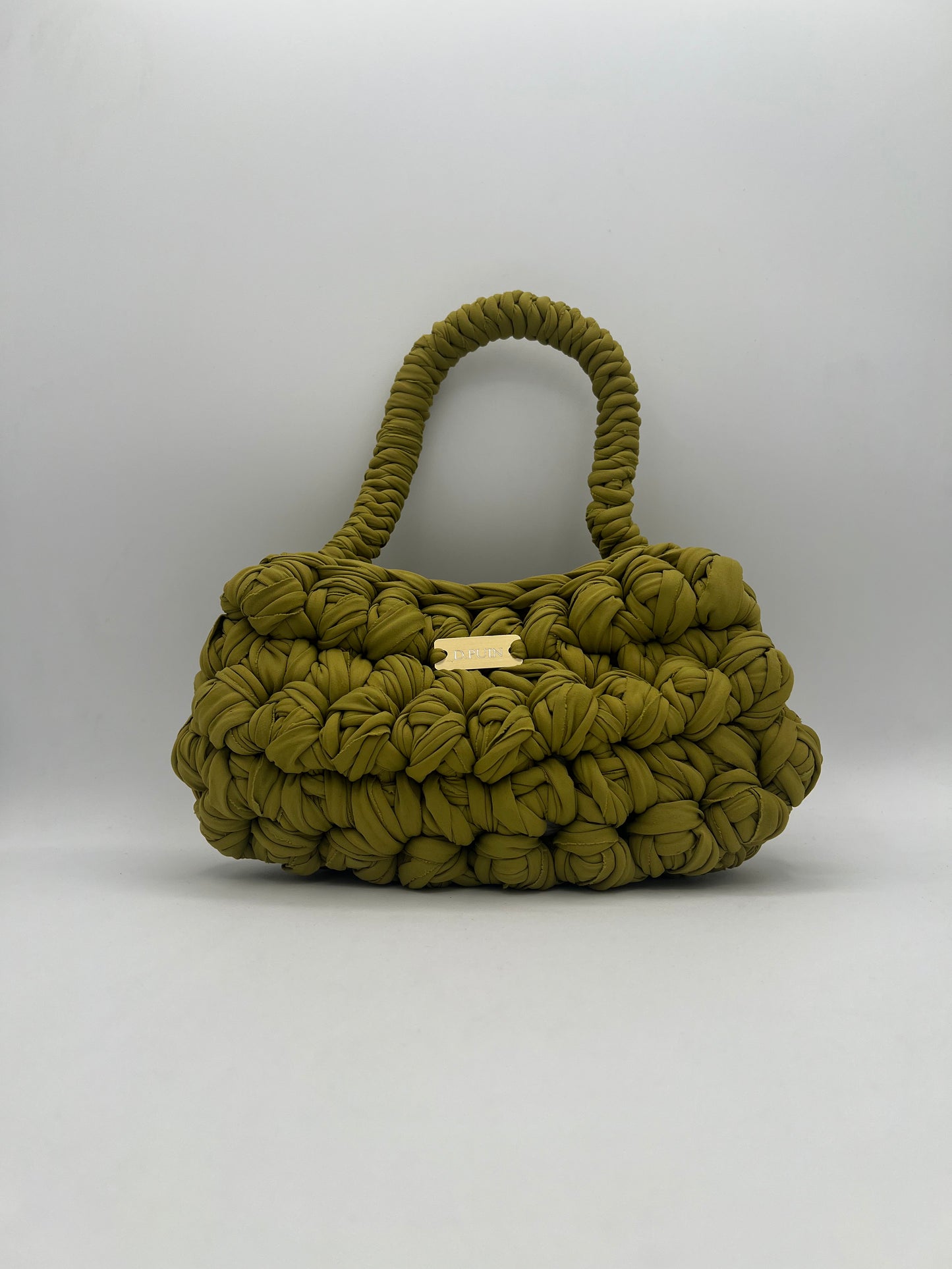 D.PUIN Handmade Crochet Bag – Green Pom Pom