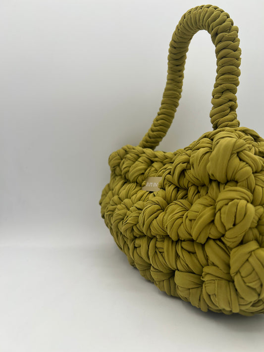 D.PUIN Handmade Crochet Bag – Green Pom Pom