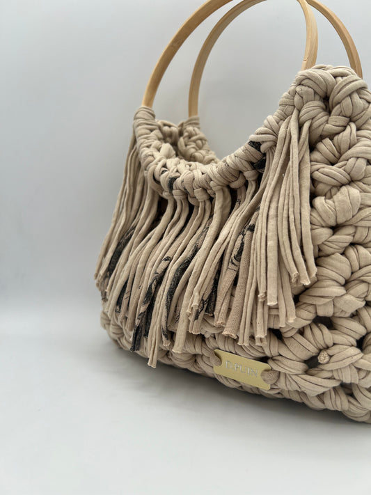 D.PUIN Handmade Crochet Bag – Sand Fringe