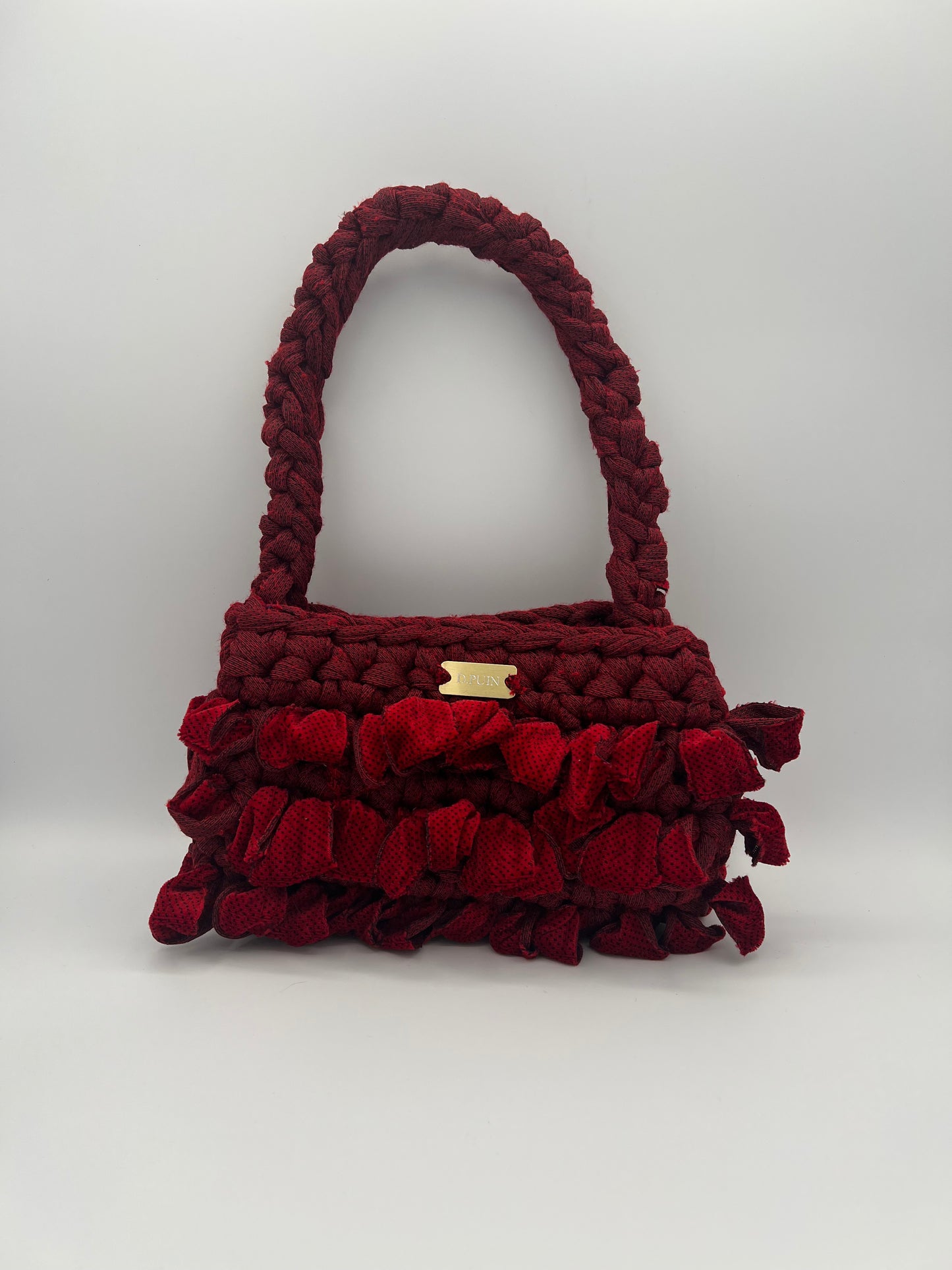 D.PUIN Handmade Crochet Bag – Velvet Garnet Dot