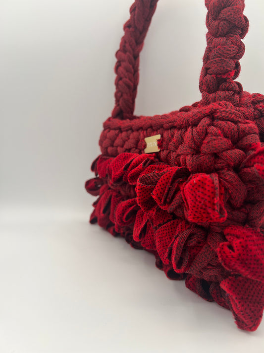 D.PUIN Handmade Crochet Bag – Velvet Garnet Dot