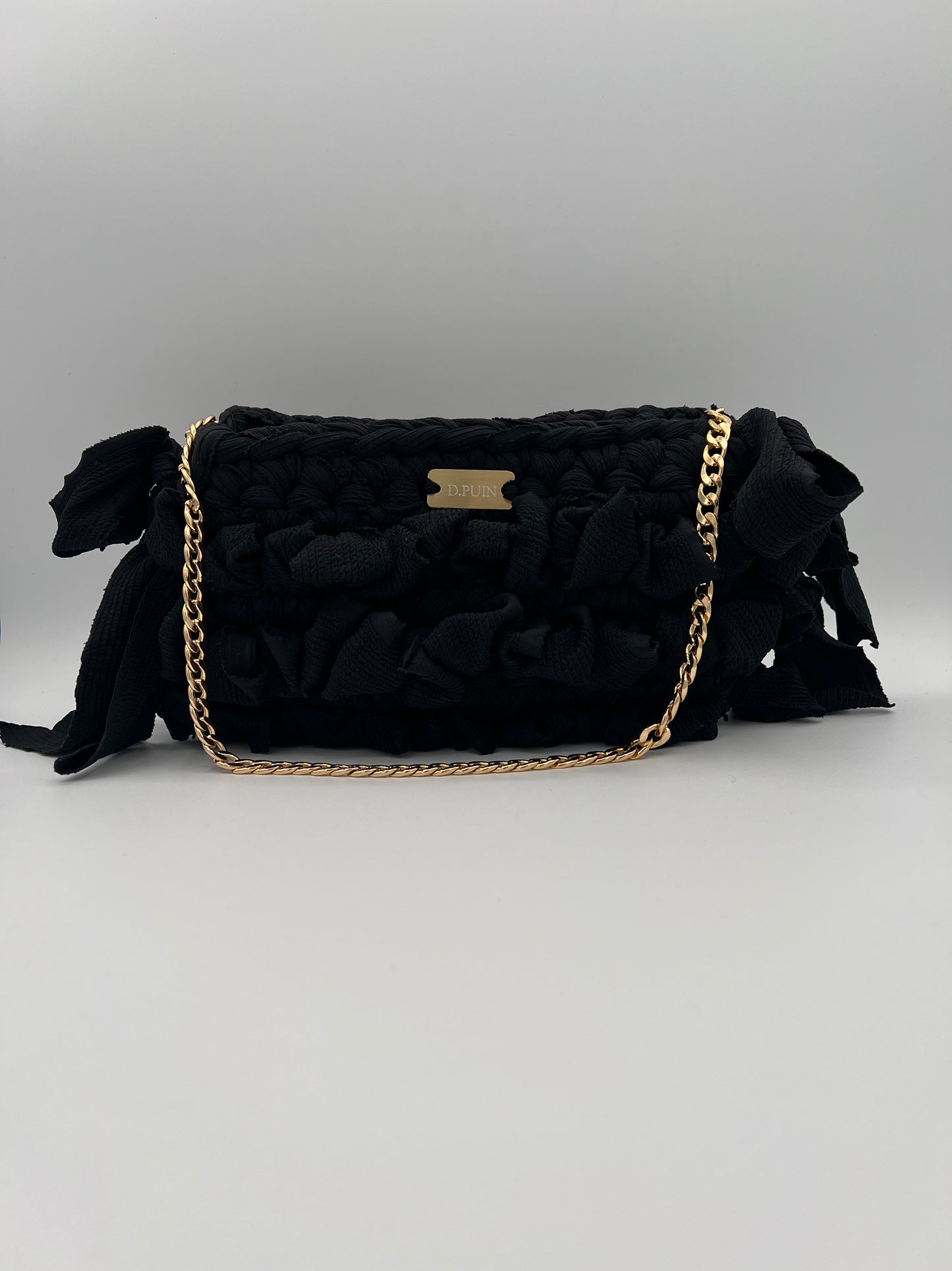D.PUIN Handmade Crochet Bag – Midnight Ruffle