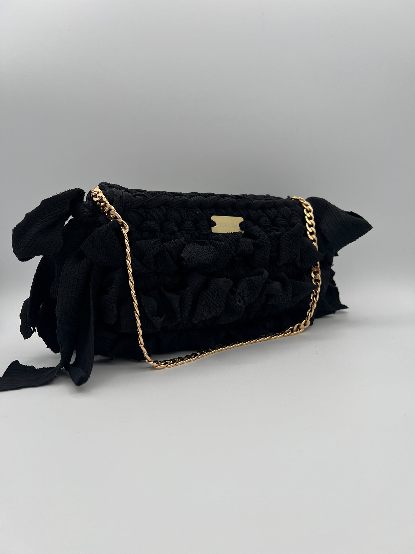 D.PUIN Handmade Crochet Bag – Midnight Ruffle