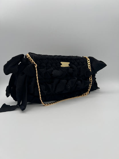 D.PUIN Handmade Crochet Bag – Midnight Ruffle