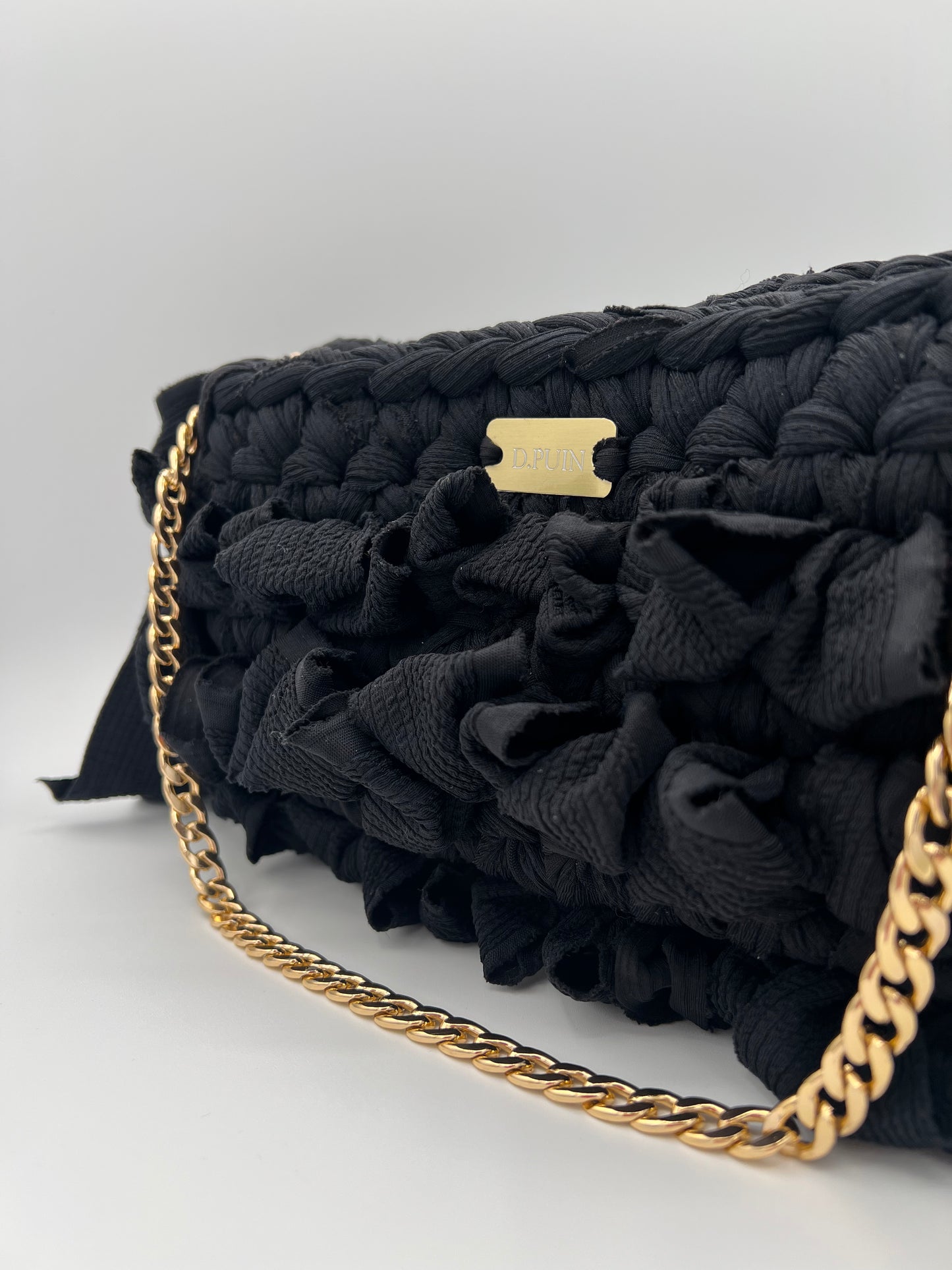 D.PUIN Handmade Crochet Bag – Midnight Ruffle