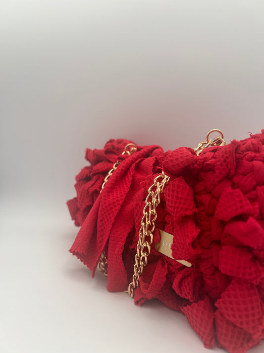 D.PUIN Handmade Crochet Bag – Red Ruffle