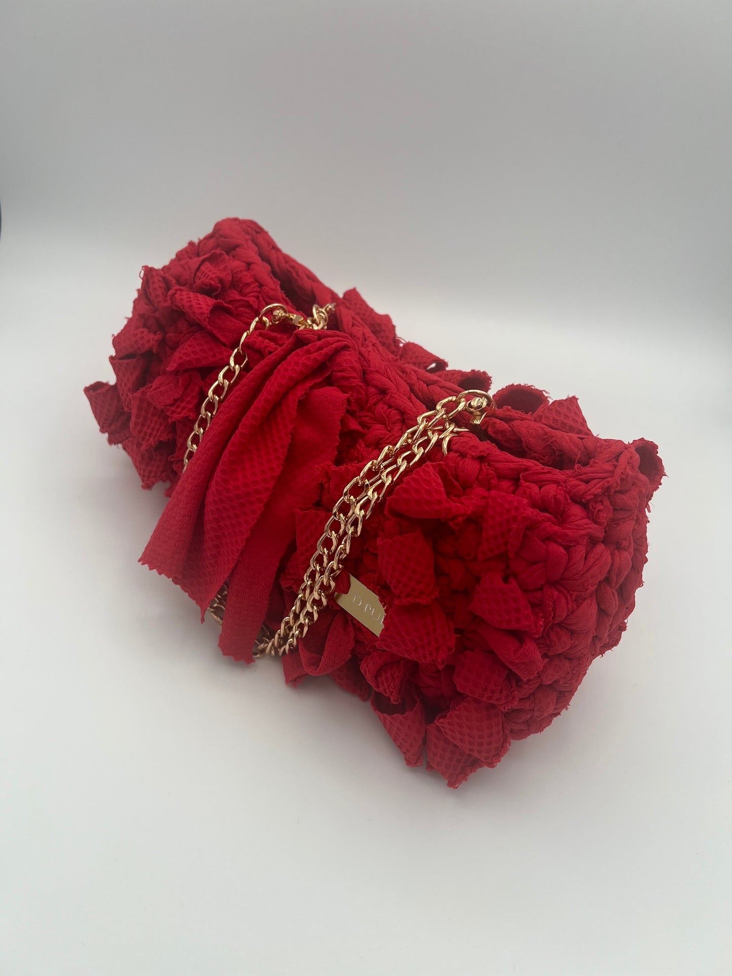D.PUIN Handmade Crochet Bag – Red Ruffle