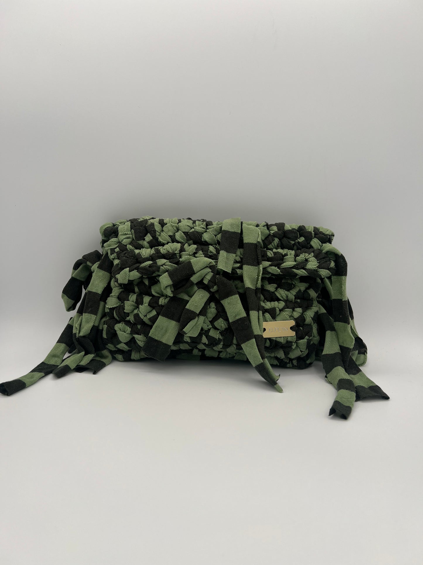 D.PUIN Handmade Crochet Bag – Green Stripe Mix