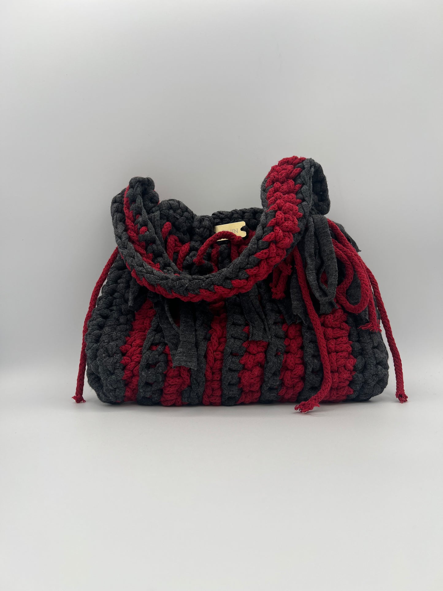 D.PUIN Handmade Crochet Bag – Grey & Red