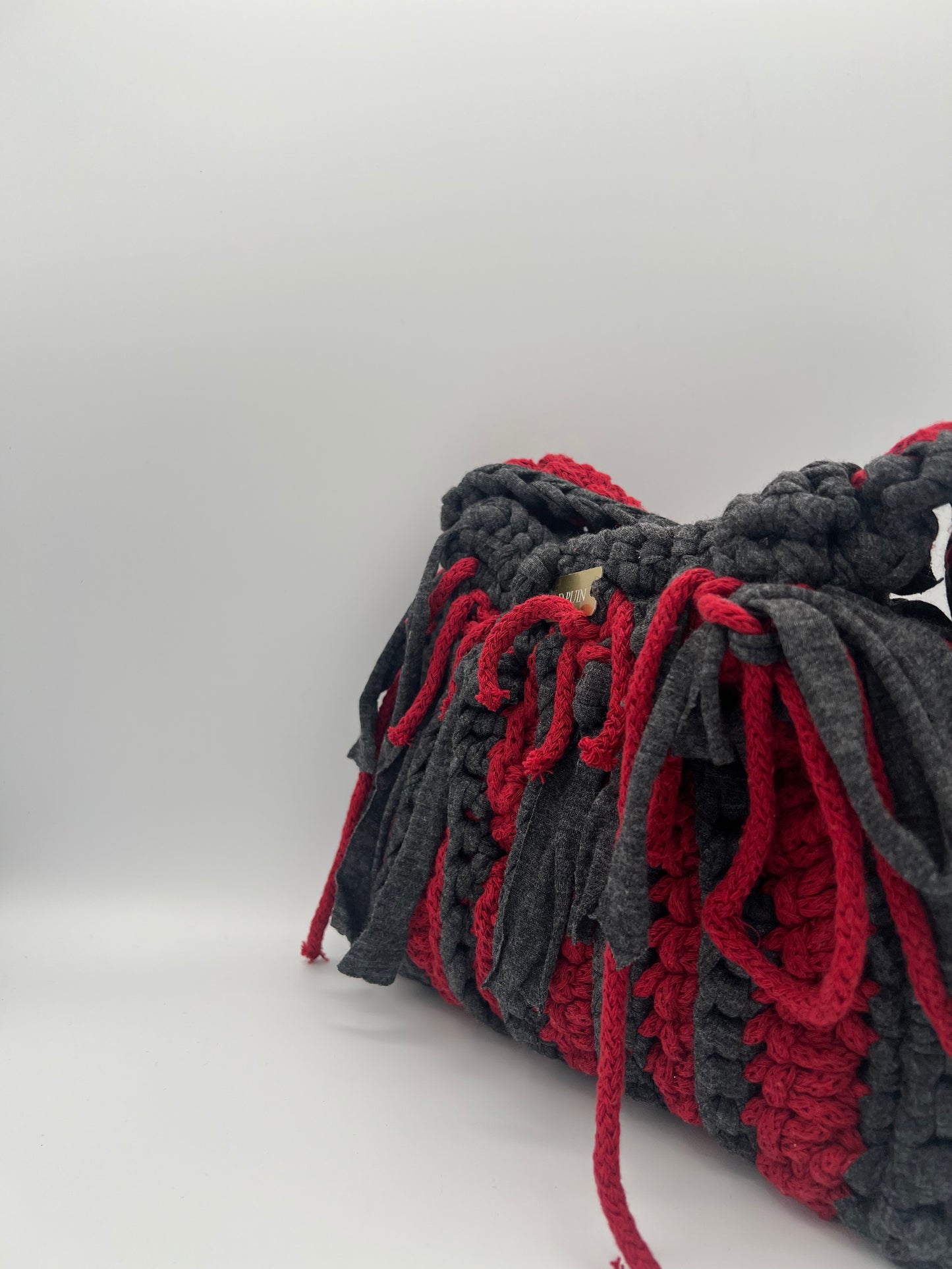 D.PUIN Handmade Crochet Bag – Grey & Red