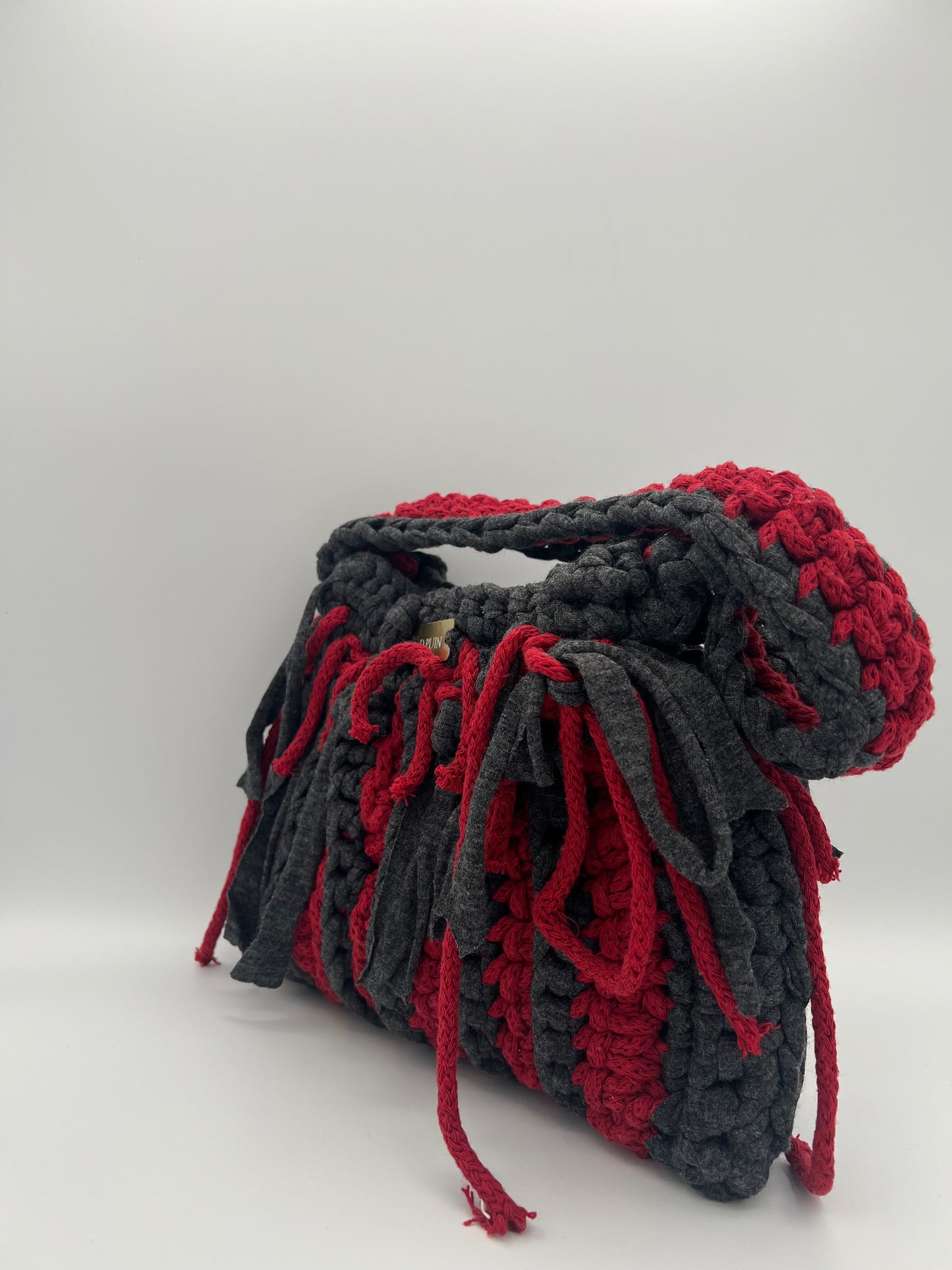 D.PUIN Handmade Crochet Bag – Grey & Red