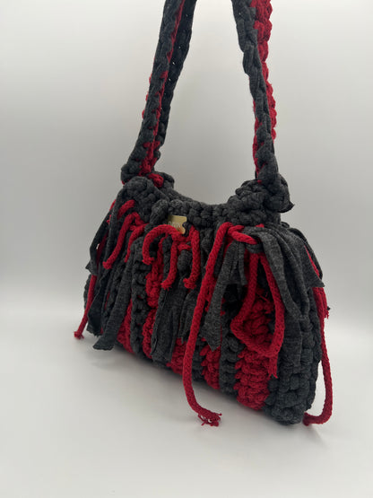 D.PUIN Handmade Crochet Bag – Grey & Red