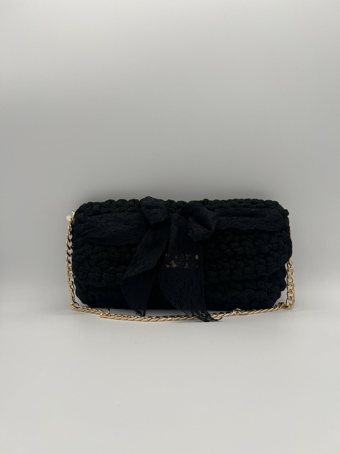 D.PUIN Handmade Crochet Bag – Black Party Bow