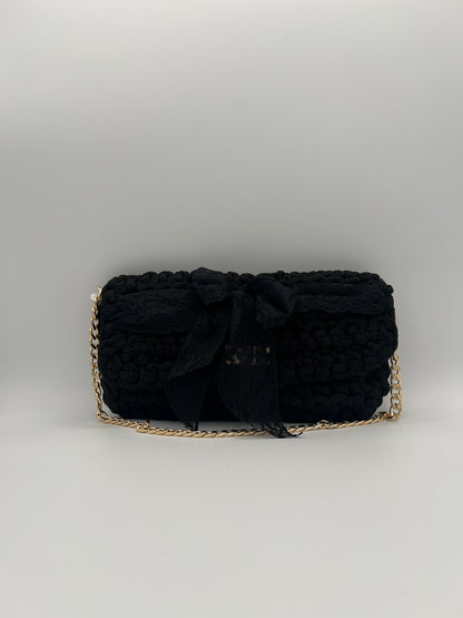 D.PUIN Handmade Crochet Bag – Black Party Bow