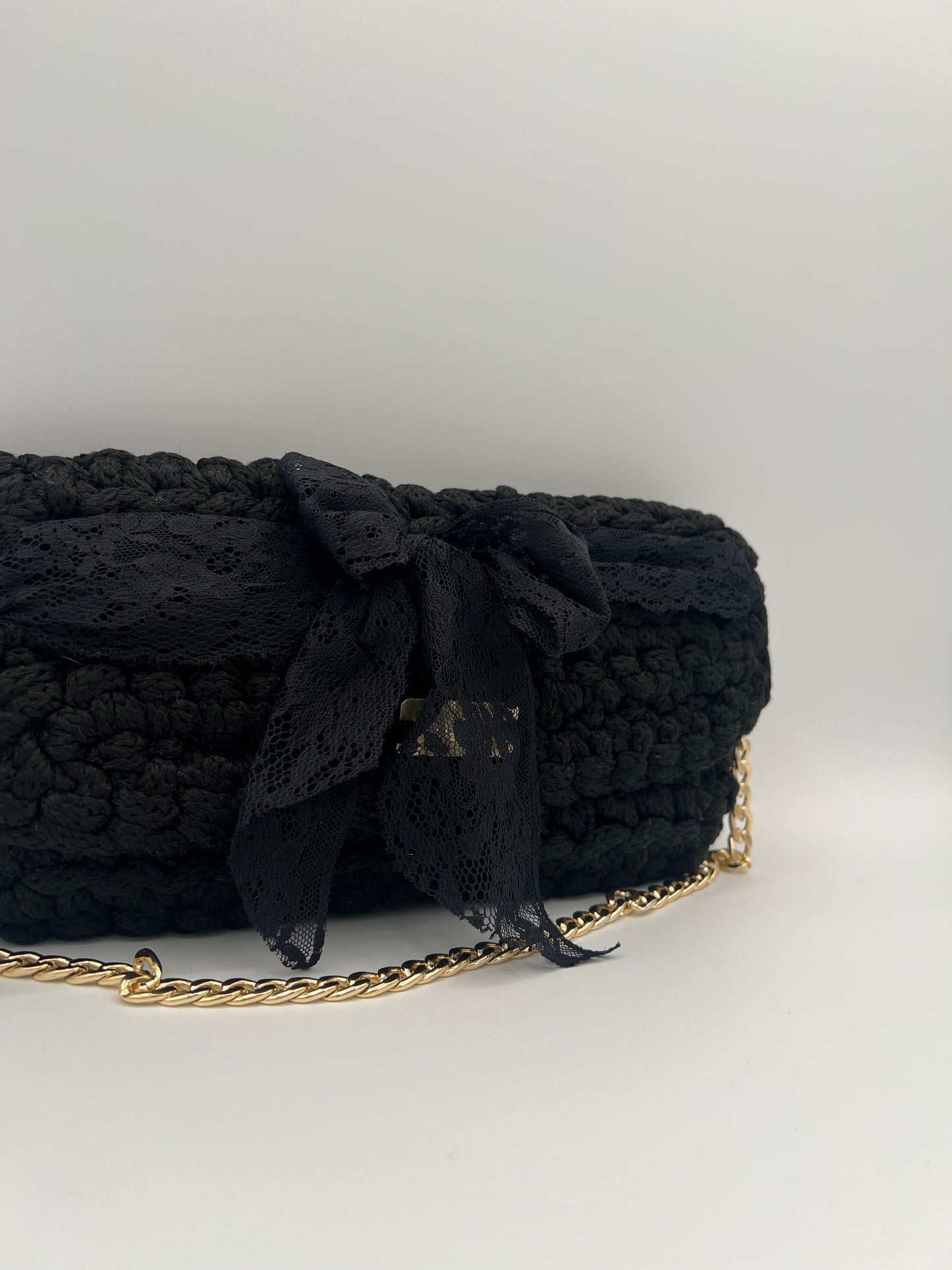 D.PUIN Handmade Crochet Bag – Black Party Bow