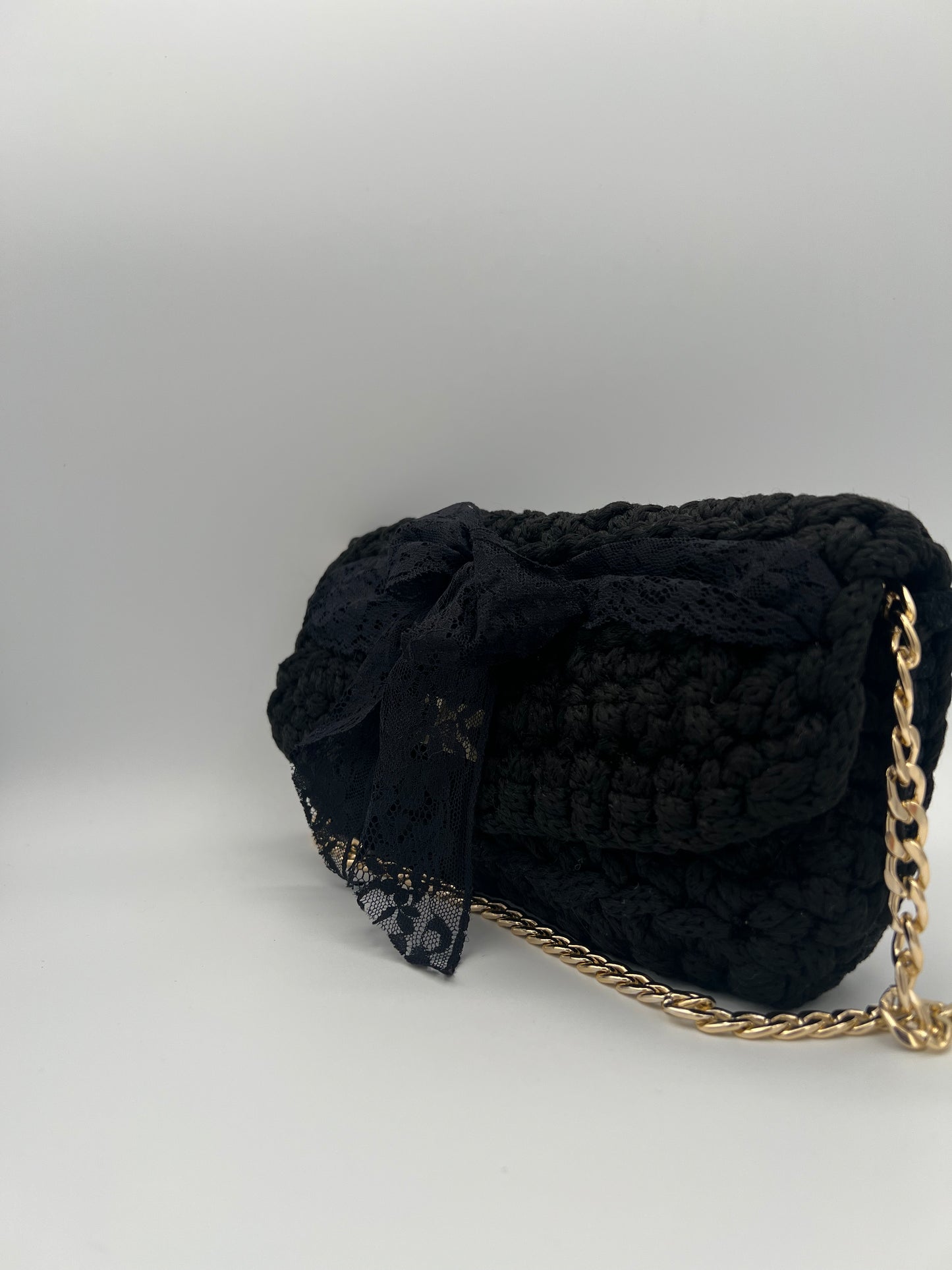 D.PUIN Handmade Crochet Bag – Black Party Bow