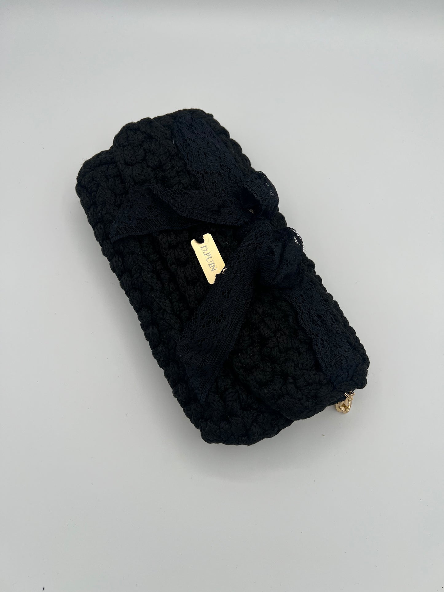 D.PUIN Handmade Crochet Bag – Black Party Bow