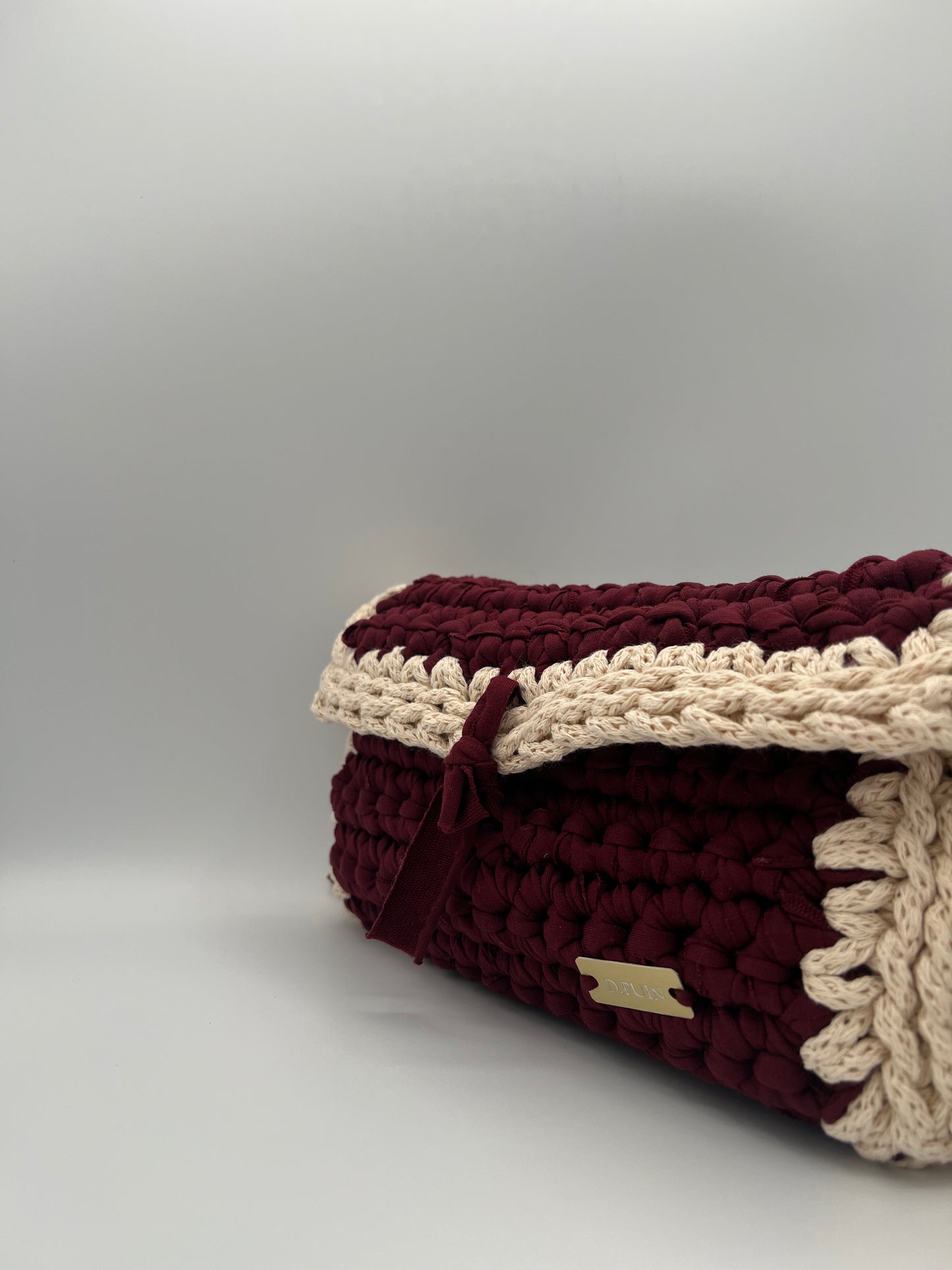 D.PUIN Handmade Crochet Bag – Burgundy & Beige