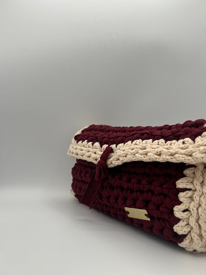 D.PUIN Handmade Crochet Bag – Burgundy & Beige
