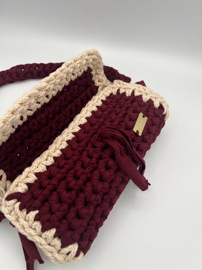 D.PUIN Handmade Crochet Bag – Burgundy & Beige