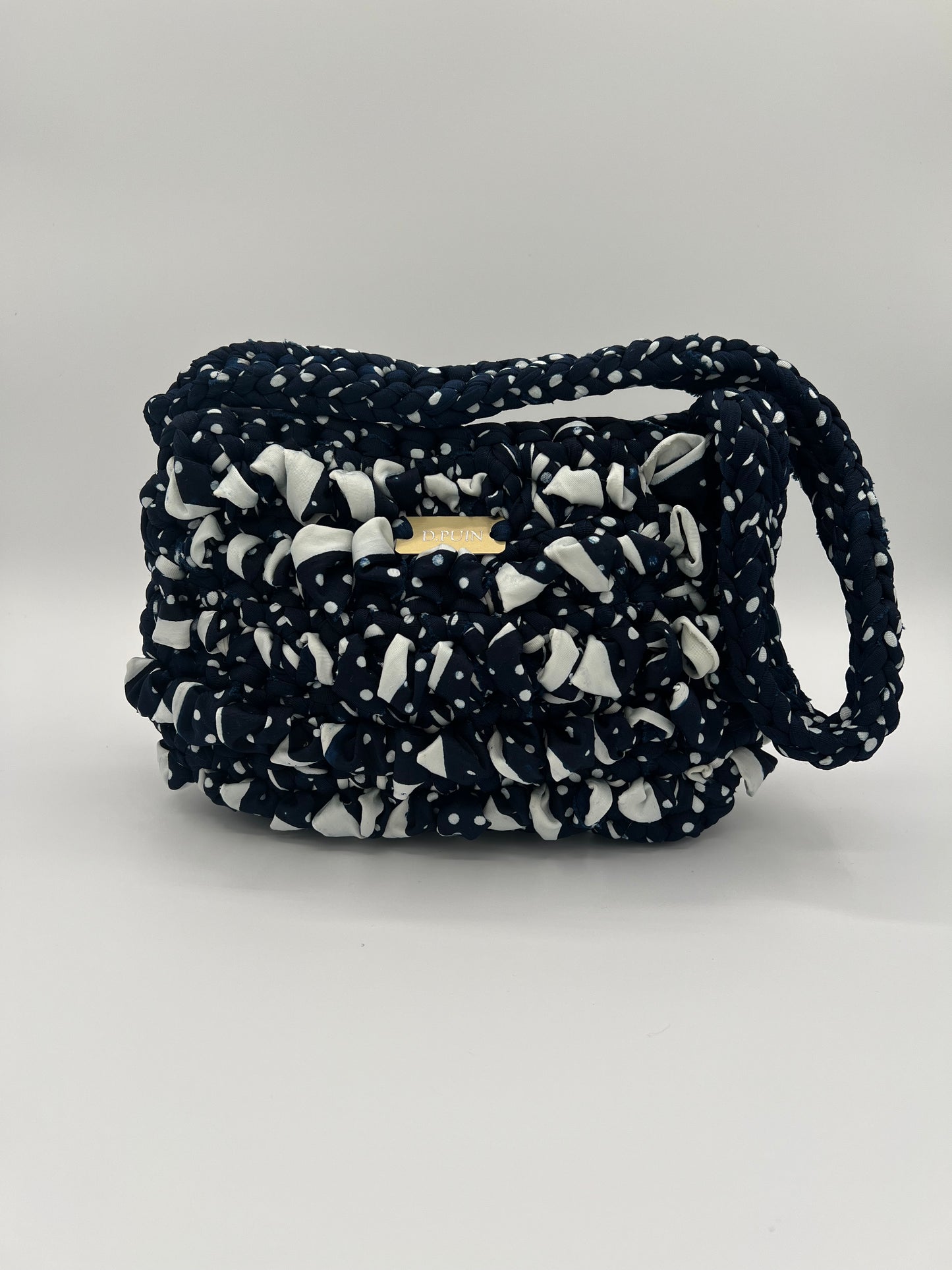 D.PUIN Handmade Crochet Bag – Blue Polka Breeze
