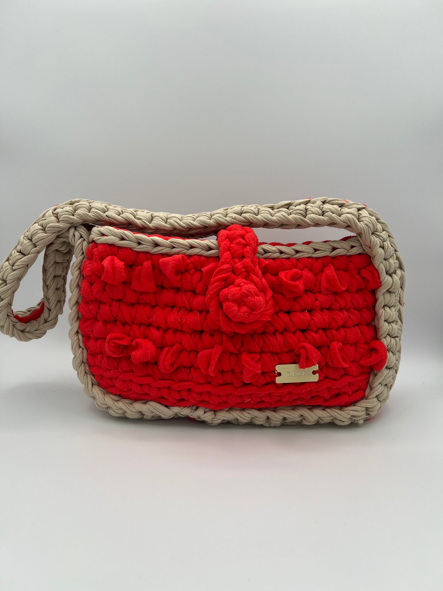 D.PUIN Handmade Crochet Bag – Red Textured