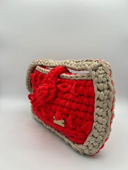 D.PUIN Handmade Crochet Bag – Red Textured