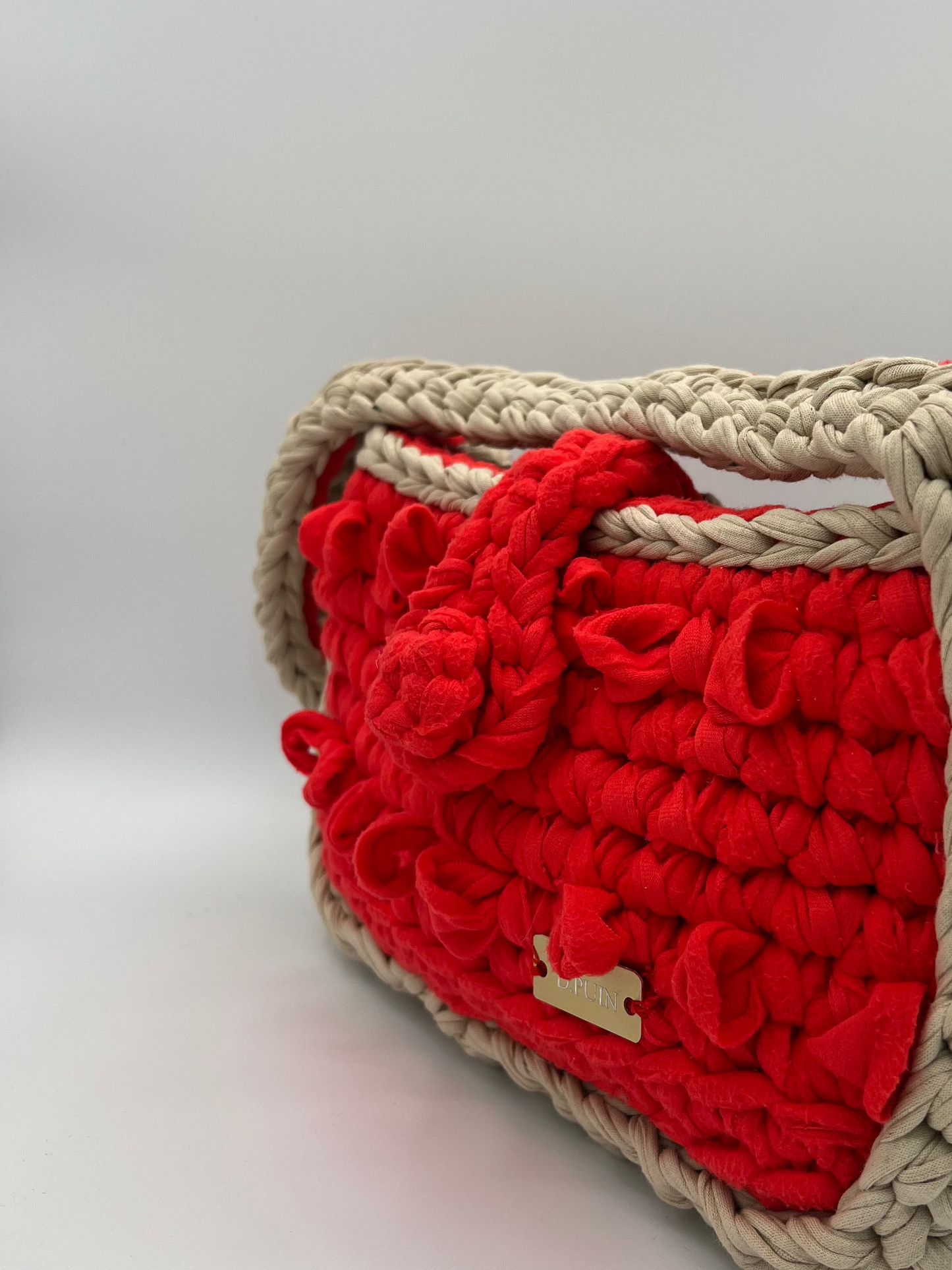 D.PUIN Handmade Crochet Bag – Red Textured