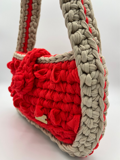 D.PUIN Handmade Crochet Bag – Red Textured