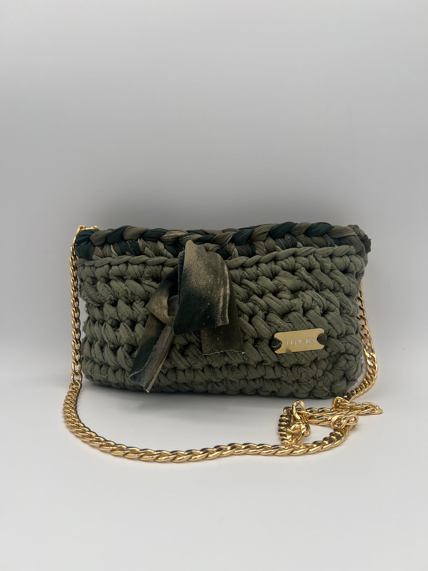 D.PUIN Handmade Crochet Bag – Olive Bow Chain