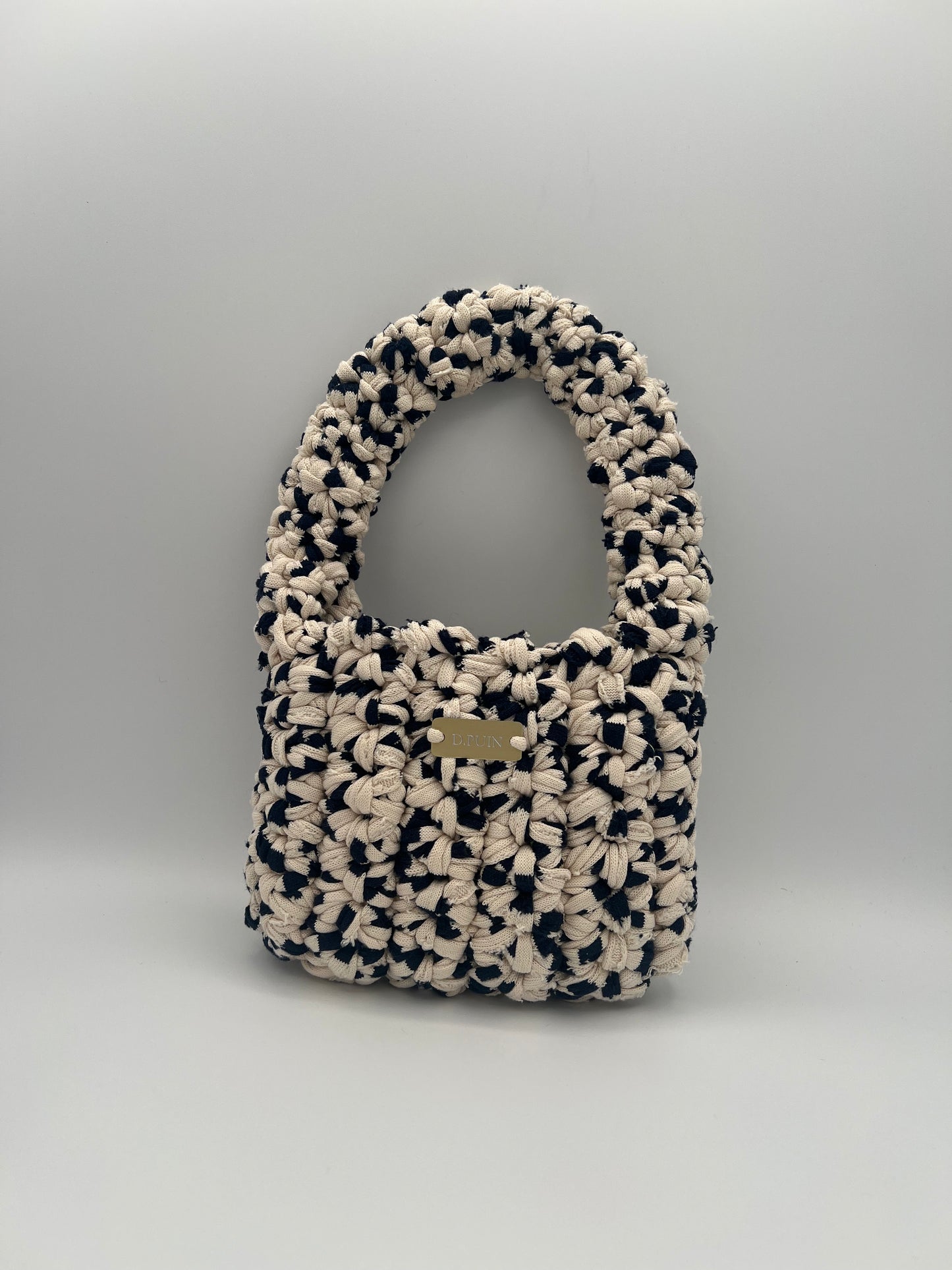 D.PUIN Handmade Crochet Bag – Cream & Navy Loop