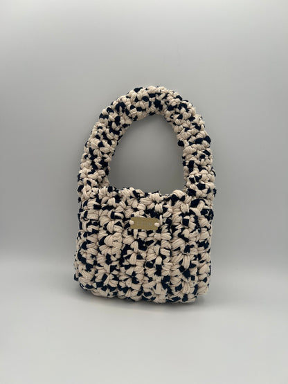 D.PUIN Handmade Crochet Bag – Cream & Navy Loop