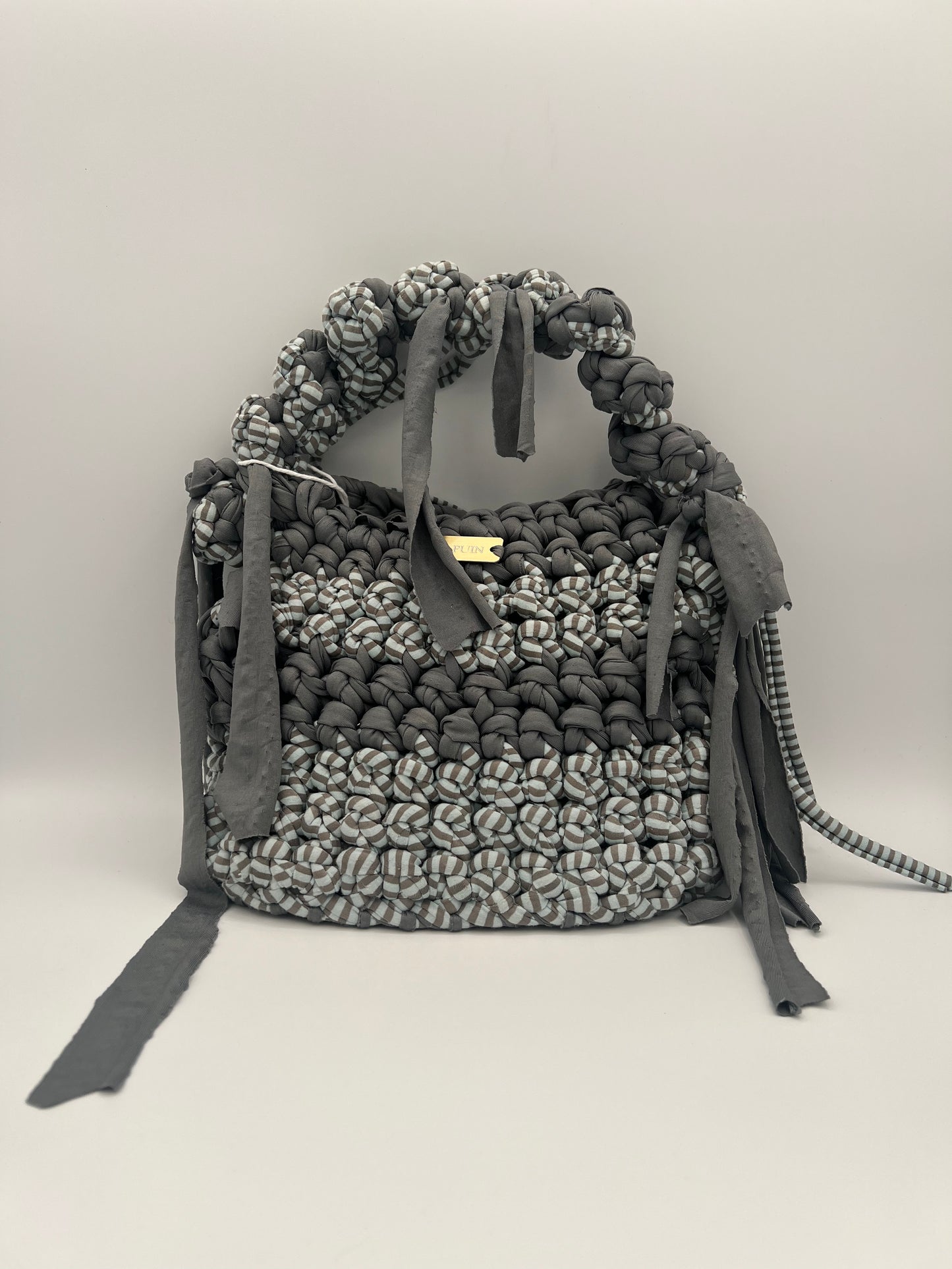 D.PUIN Handmade Crochet Bag – Grey Striped Top