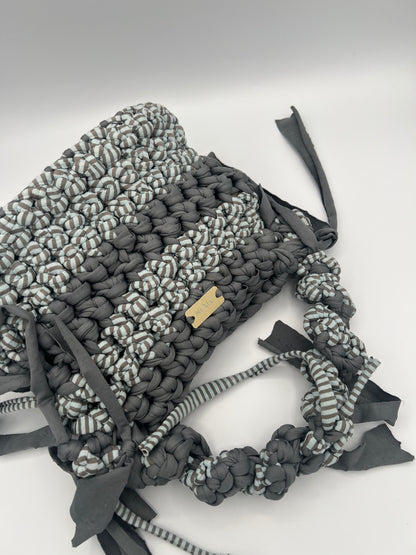 D.PUIN Handmade Crochet Bag – Grey Striped Top