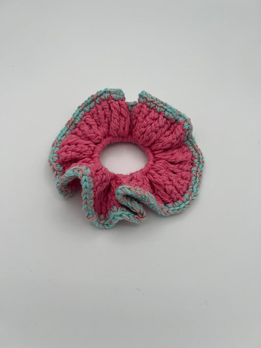 D.PUIN Handmade Crochet Scrunchie - Pink and Blue