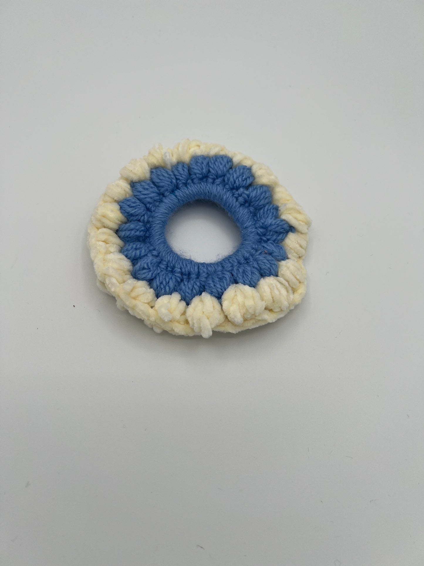 D.PUIN Handmade Crochet Scrunchie - Blue and White