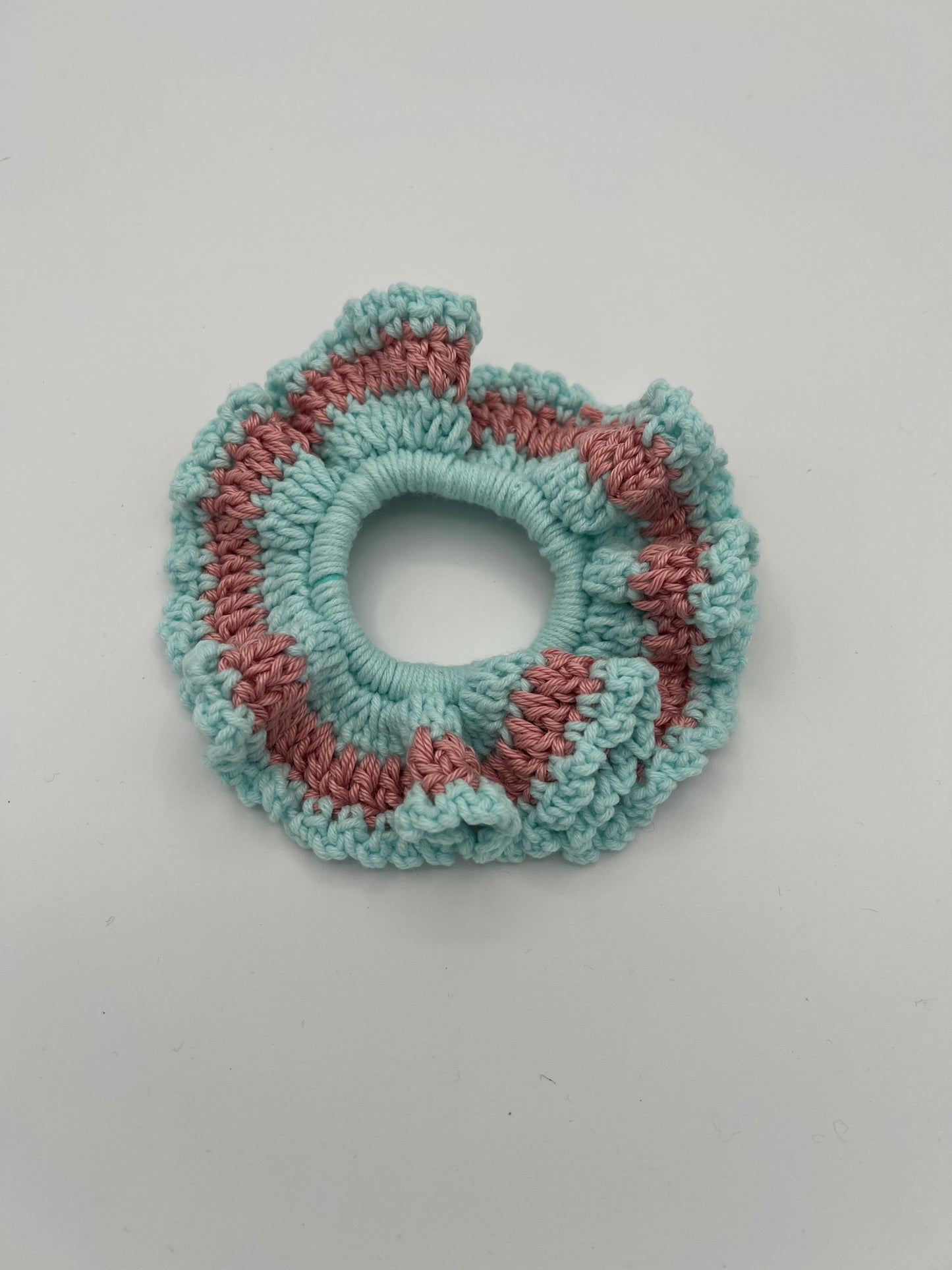 D.PUIN Handmade Crochet Scrunchie - Baby blue and Pink