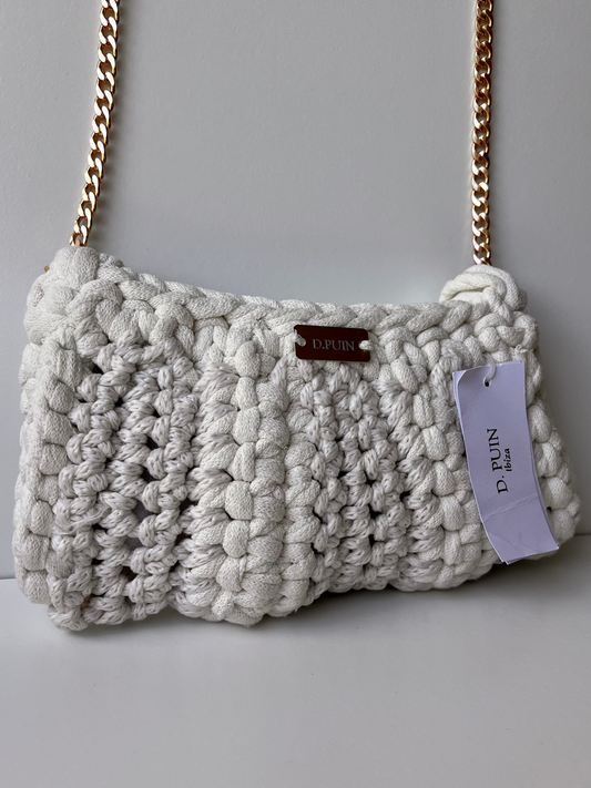 White and Beige Stripes Bag