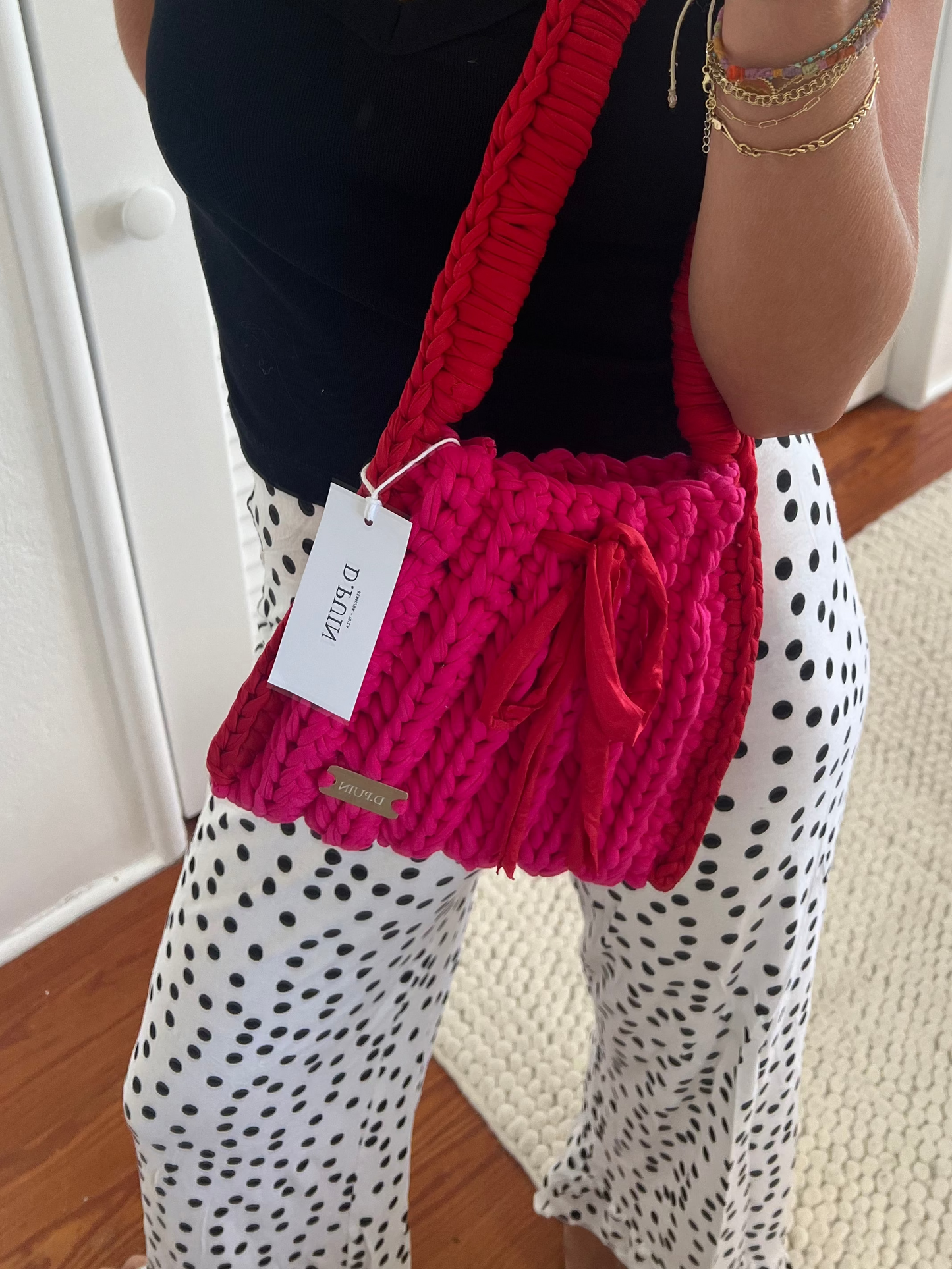 D.PUIN Handmade Crochet Bag – Fuchsia & Red