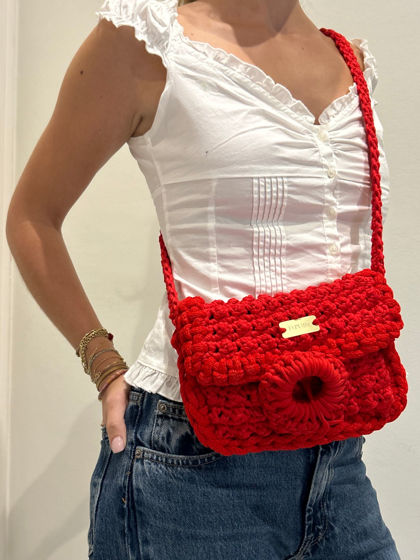 D.PUIN Handmade Crochet Bag – Crimson Tide