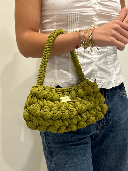 D.PUIN Handmade Crochet Bag – Green Pom Pom