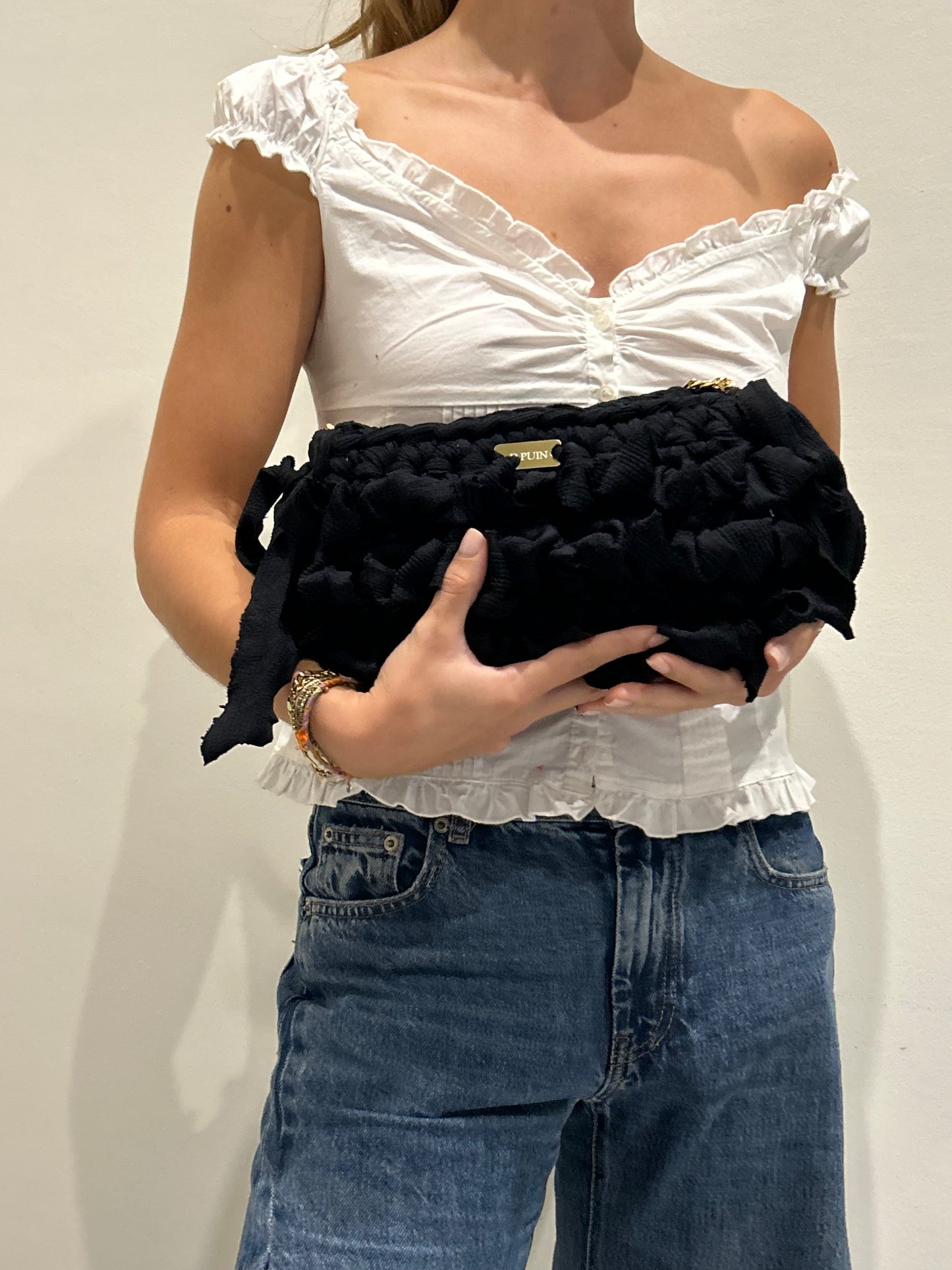 D.PUIN Handmade Crochet Bag – Midnight Ruffle